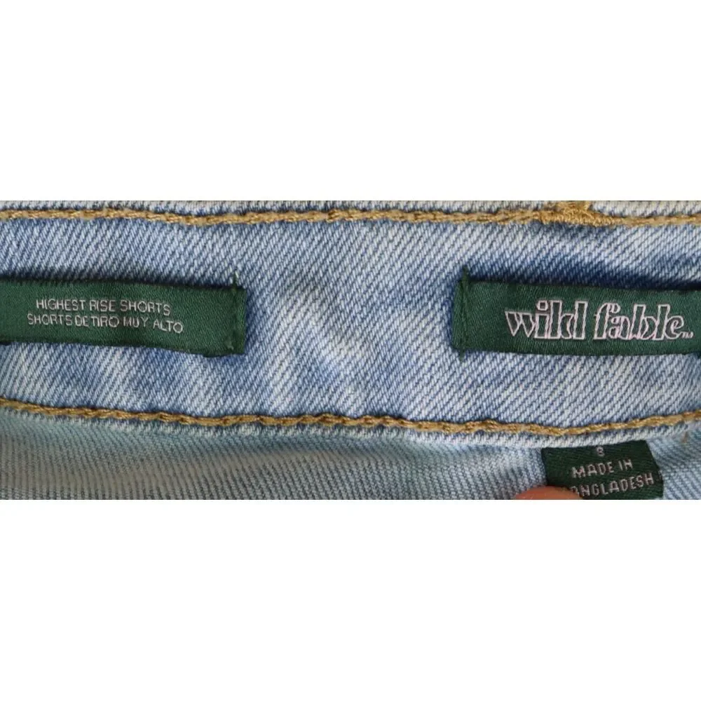 Wild Fable Jean Short Highest Rise Cuffed Womens Size 8 Faded Blue Denim Pockets